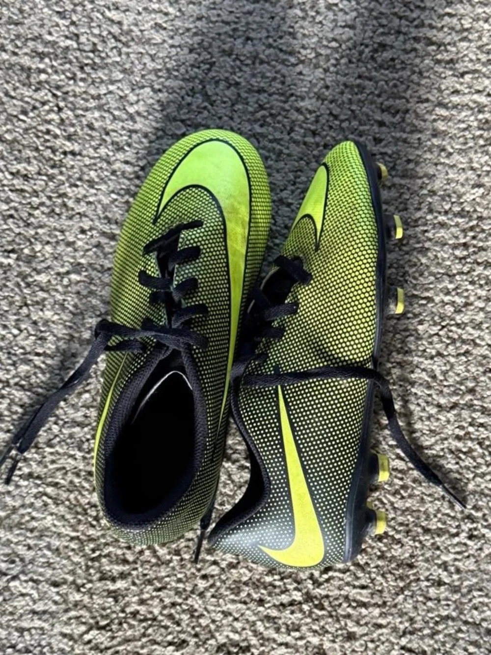 Nike Kids Neon Green and Black Soccer Sneakers